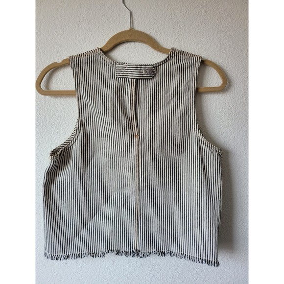 T by Alexander Wang Denim Pinstripe Crop Top Size 6 - Picture 3 of 4